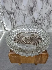 1970's Indiana Glass Chunky Diamond Point Cut Glass Ashtray