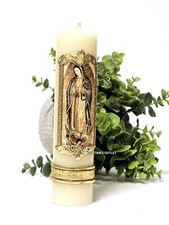 Virgen De Guadalupe Vela Cirio Candle Paschal Communion Holy Cirio Pascual 8" 2"