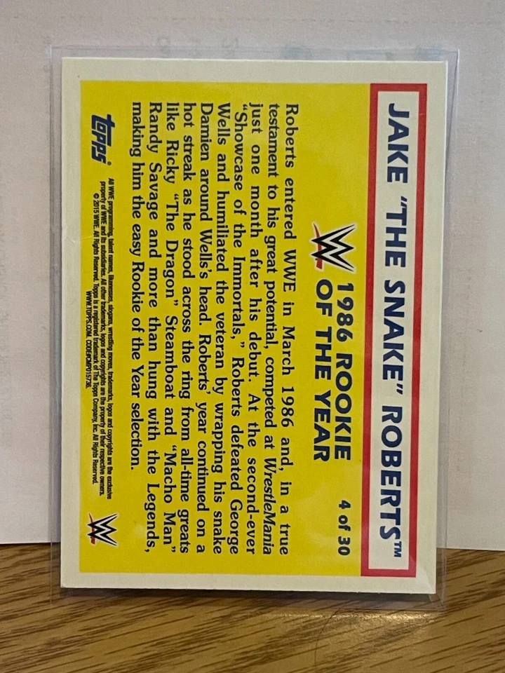 2015 Topps WWE Heritage 〜 Rookie of the Year 1986 #4 JAKE "THE SNAKE" ROBERTS - Image 2 of 2