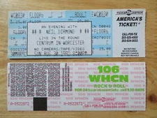 UNUSED NEIL DIAMOND August 30, 1992 CENTRUM in WORCESTER Concert Tour Ticket