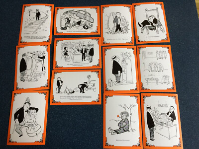 12 Stück alte Karten von 1968, Loriot Comic Zeichnung lustig, unbenutzt