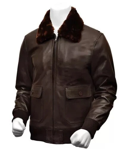 Мужская куртка-бомбер A2 Aviator ВВС темно-синяя G-1 натуральная кожа цвет коричневый - Изображение 3 из 4