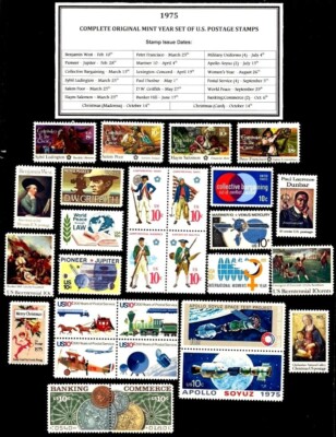 1975 Complete Year Set of Mint Vintage Commemorative U.S. Postage Stamps! MNH