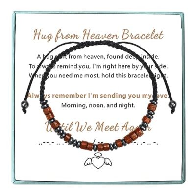 Hug From Heaven Morse Code Bracelet - Memorial Jewelry Gift For Women & Men, Adjustable Bead Bracelet