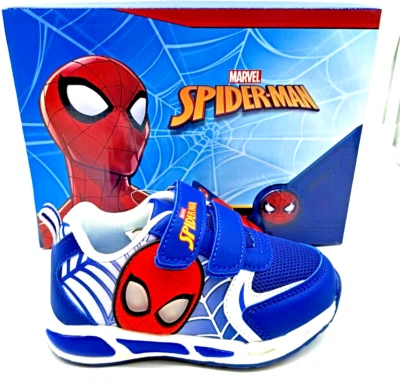 MARVEL scarpe da ginnastica bambino sneakers blu con luci bimbo Spiderman a strappo