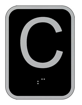 Elevator floor number C sign - Elevator Jamb Plate C( 3x4, cast-REF24-1027