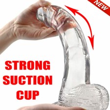 Waterproof Dildo Dong Realistic Sex Toy Flexible Jelly With Suction Cup 8-Inch