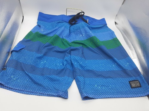 Maui & Sons Black Shark 4 Way Stretch Board Surf Shorts Mens Sz 36 Blue Green - 第 1/6 張圖片