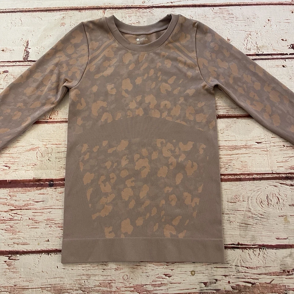 Camisa Atlética de Compresión Estampado Animal Zella Agujeros para Pulgar Rosa Manga Larga XS Foto 2 de 4