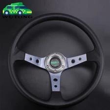 Gray Aluminum 14INCH 350mm Deep Dish Universal Drifting Racing Steering Wheel