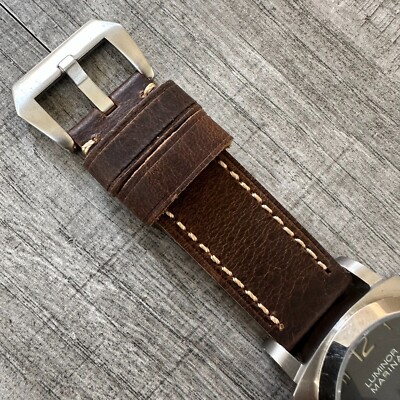 Bracelet Cuir Marron Foncé 22 Mm Pour Panerai – Neuf Sans étiquette, Cuir De Vache Souple
