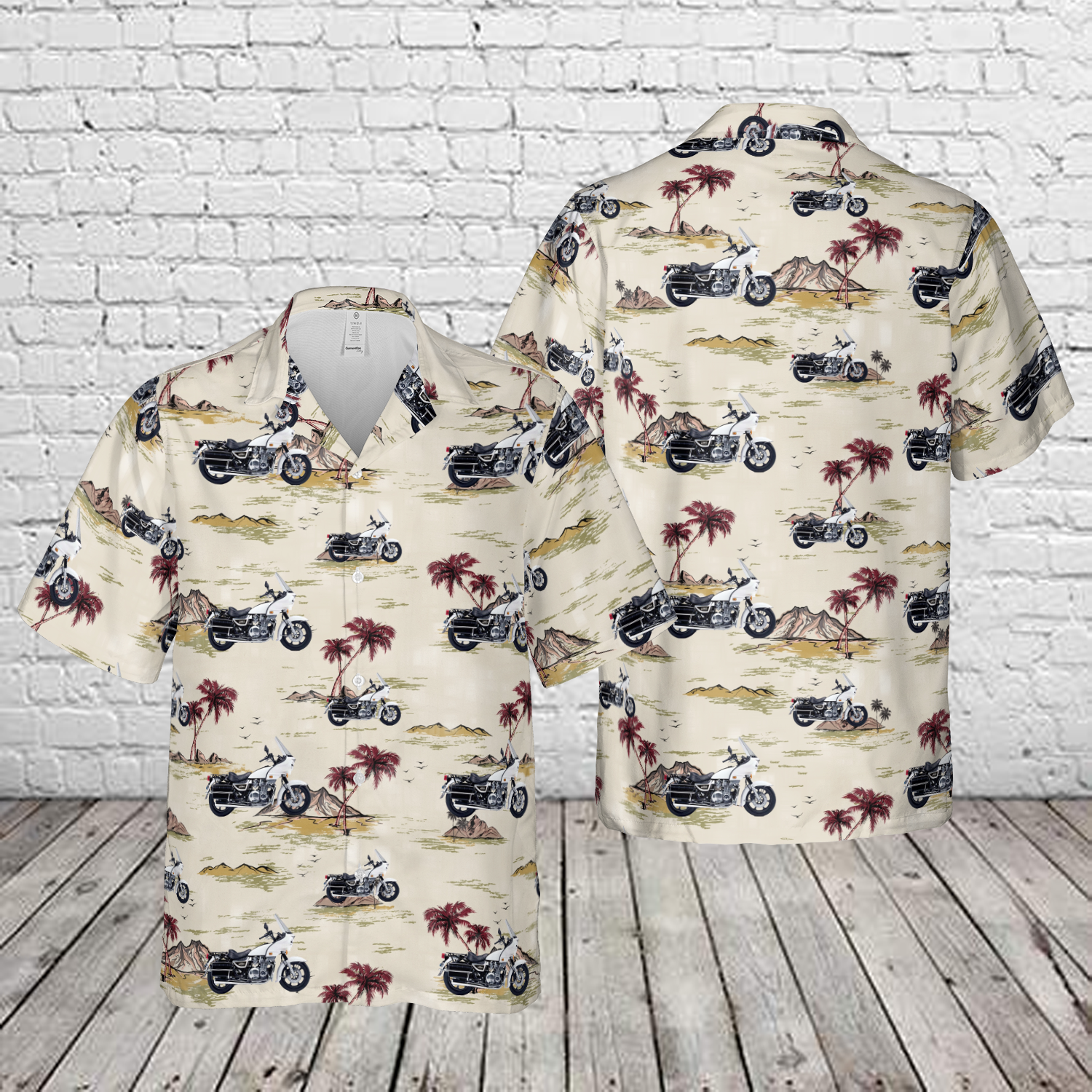 Vintage Kawasaki KZ1000 Police Motorcycle Hawaiian Shirt