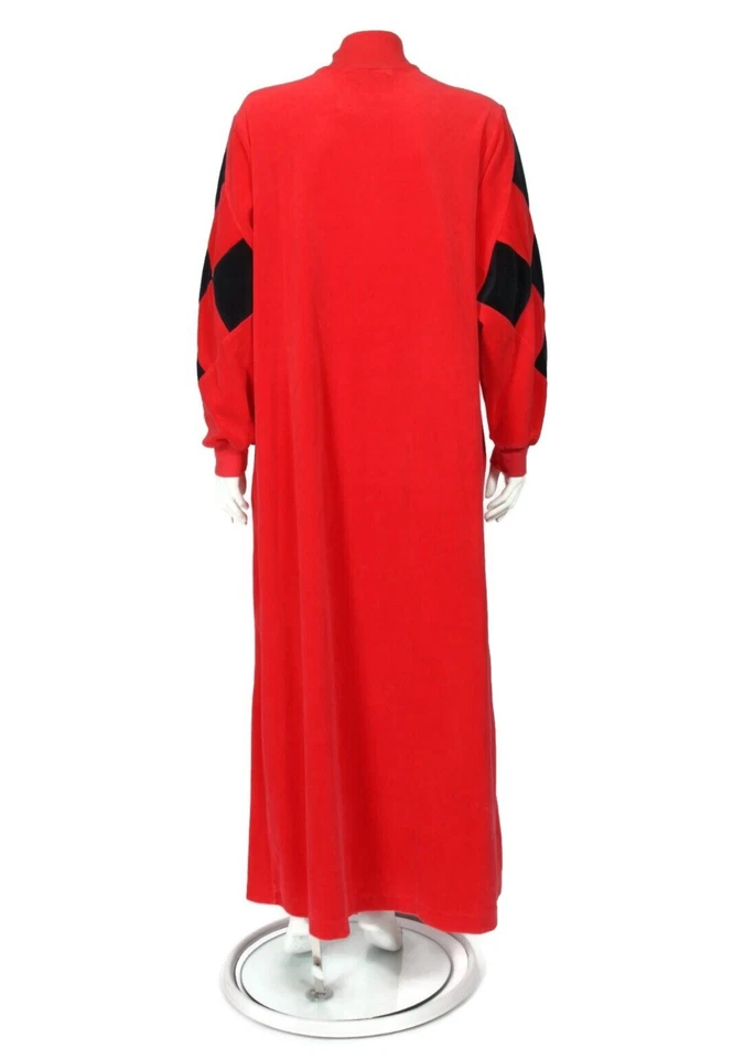 Maxi Vestido Casa Caftán DAVID BROWN Rojo Negro Manga Arlequín Cremallera Talla L/439 Foto 4 de 4