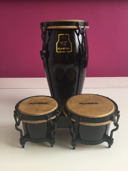 KIT  Meinl: Set Small BONGOS  + T02 CONGA Fiberglass Professional Black RARE!!!