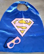 girl SUPER HERO CAPE EYE MASK 1 SIZE FIT MOST blue pink SUPER 2 pc pretend play