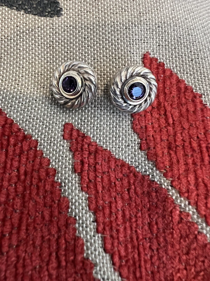 Aretes David Yurman Galleta Amatista en Plata de Ley 925, Oro 585 Foto 4 de 4