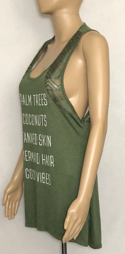 Francesca's Swim Women's Sleeveless Tank Top Green Size Small - Image 3 of 4