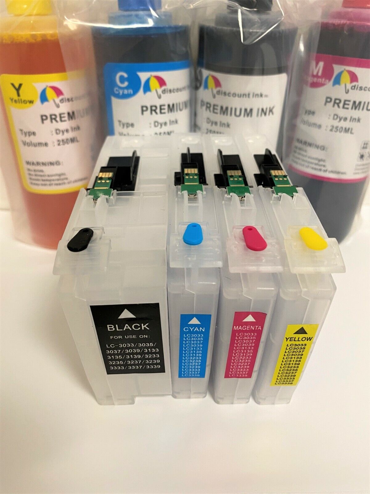 rysten hvordan man bruger farve Empty Refillable Cartridges plus Refill Ink for Brother LC3033 LC3035  MFC-J995DW | eBay