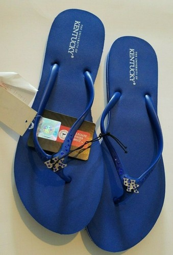 Womens Campus Footnotes University Kentucky Blue Flip Flops Jeweled detail XL - Picture 6 of 6