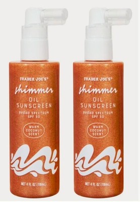 Trader Joe s Shimmer Oil Sunscreen SPF 30 2-Pack Limited Edition Summer Glow NEW