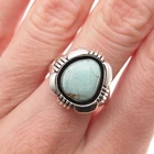 Austin Garcia Old Pawn Sterling Silver Vintage Turquoise Tribal Ring Size 7.25