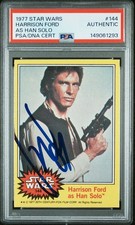 HARRISON FORD SIGNED 1977 TOPPS STAR WARS ROOKIE HAN SOLO #144 AUTO PSA/DNA