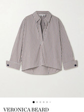 Veronica Beard Draymond Striped Stretch Cotton Blend Poplin Shirt