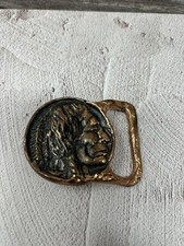 Solid Brass Native American Indian BTS Vintage Belt Buckle