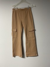 Zara Girls Beige Cargo Pants 13-14Y Cotton Pockets Solid Regular Fit
