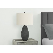 AS 24"H Black Resin Dotted Textured Finish Table Lamp, Ivory / Cream Shade