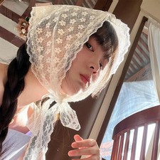 1Pc triangle Lace scarf white sweet Lace Turban Headscarf Travel Photo Headband