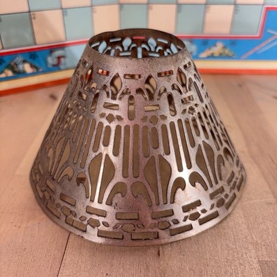 Antique Ornate Art Nouveau Pierced Metal Reticulated Lamp Shade, Unmarked