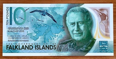 FALKLAND ISLANDS, 10 POUNDS 2025 P-W21 NEW UNC POLYMER BANKNOTE 'КС III' PP900E1 - Image 1 of 2