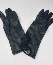 Vintage Black Leather Opera Gloves Pure Silk Lined Small MADE IN ITALY