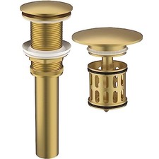 HEROBAI Bathroom Pop up Drain Without Overflow, No Brushed Gold