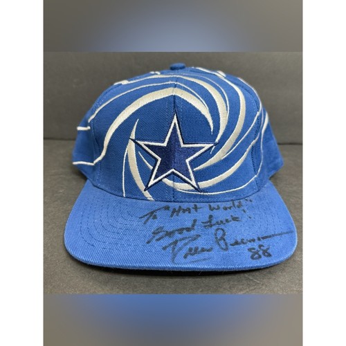 Vintage 90s Drew Pearson Dallas Cowboys Shockwave Snapback Hat Cap NFL Autograph