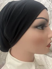 Hijab Undercaps  Women  Beanies Cap Lycra Soft Hijab Cap Under Scarf Black New