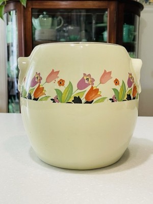 Vintage CROCUS Hall s Superior Quality Kitchenware Cookie Jar Pretzel Handle