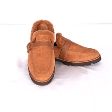 Vionic Kailen Women's Suede Mules Comfort Shoes Size 7.5 Lug Sole Cognac Brown