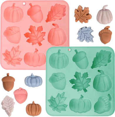 2 PACK 3D Pumpkin Silicone Mold, Halloween Thanksgiving Candy Mold, Autumn