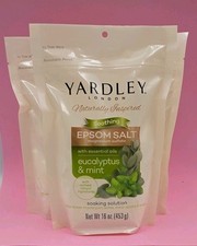 Lot of 3 Yardley London Epsom Salts Soothing Eucalyptus  Mint 16 oz each