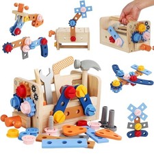 Wooden Tool Set, Educational Toy for Carpenters, Portable Toolbox, Transforms in