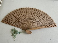 Oriental Tradition Hand Folding Wood Carved Fans Japanese Fan