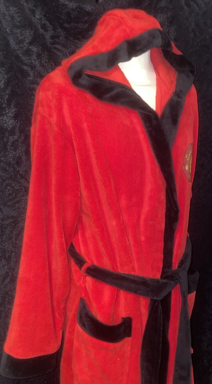 MENS SIZE M OFFICIAL MANCHESTER UNITED RED AND BLACK FLEECE ROBE WITH KEYRING image 8