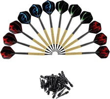 Accmor 12 Pcs Darts Plastic Tip, Soft Tip Set, Red, Blue, Green-Stripes 