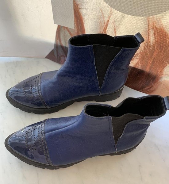 Women Moschino Couture Boots Navy Leather 38