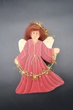 Wooden Christmas Angel Hanging Wall Ornament Holiday Decor Garland Tinsel