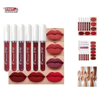 6Pcs Lipstick Matte Liquid Lipstick Lipgloss Set for Women, Dark Deep Bright ...