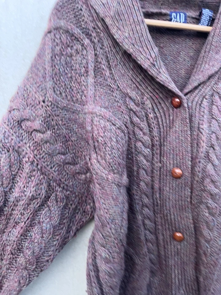 Cárdigan jersey con botones tejido con cable 100 % lana Shetland Gap para mujer - mediano Foto 4 de 4