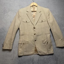 VTG 1971 Blazer Sportcoat Brown Tan Plaid -No Size Tag-See Measurements
